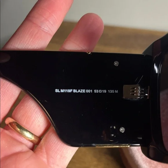 Yves Saint Laurent Black Oversized Square Sunglasses with Gold YSL Logo - Picture 5 of 6